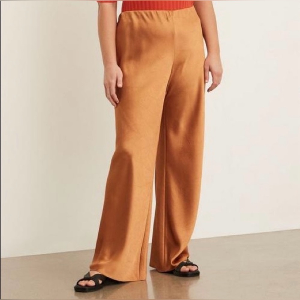 🟠NWT VINCE Plus Satin Bias Cut Wide Leg Pants in Burnt Orange 1X